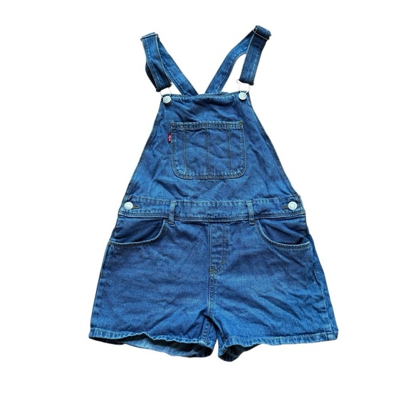 Levi’s Blue Shortall Overall Denim Jean Girls L 12-14 - Picture 1 of 7